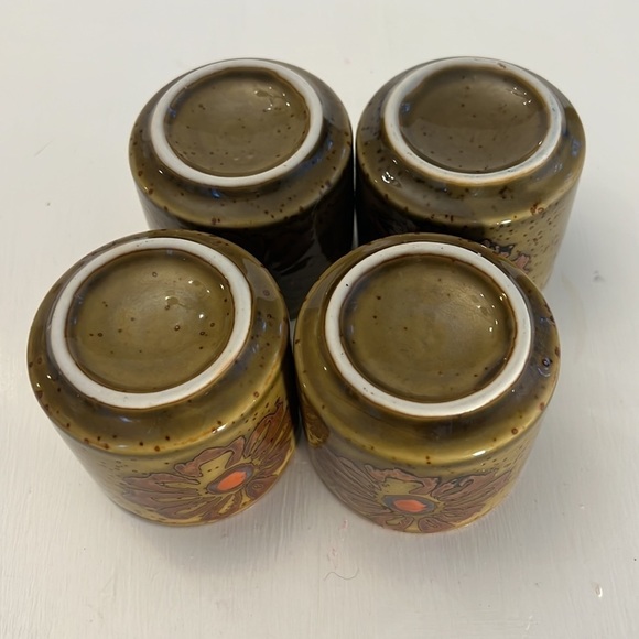 Set of 4 Vintage Otagiri Teacups Ceramic Speckled Flower - Picture 6 of 8